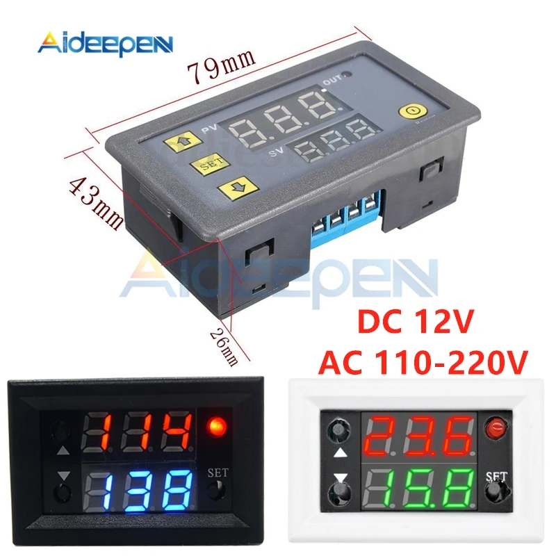 DC 12V AC110-220V Dual Display Time Relay Module Time Delay Relay LED Digital Timer Relay Timing Delay Cycle Time Control Switch
DC 12V AC110-220V Dual Display Time Relay Module Time Delay Relay LED Digital Timer Relay Timing Delay Cycle Time Control Switch