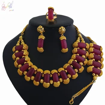 YULAILI 2018 New Coming Natural Stone Jewelry Sets Pure Gold Color Necklace Bracelet Earrings Ring Set for Women Wedding Party
YULAILI 2018 New Coming Natural Stone Jewelry Sets Pure Gold Color Necklace Bracelet Earrings Ring Set for Women Wedding Party