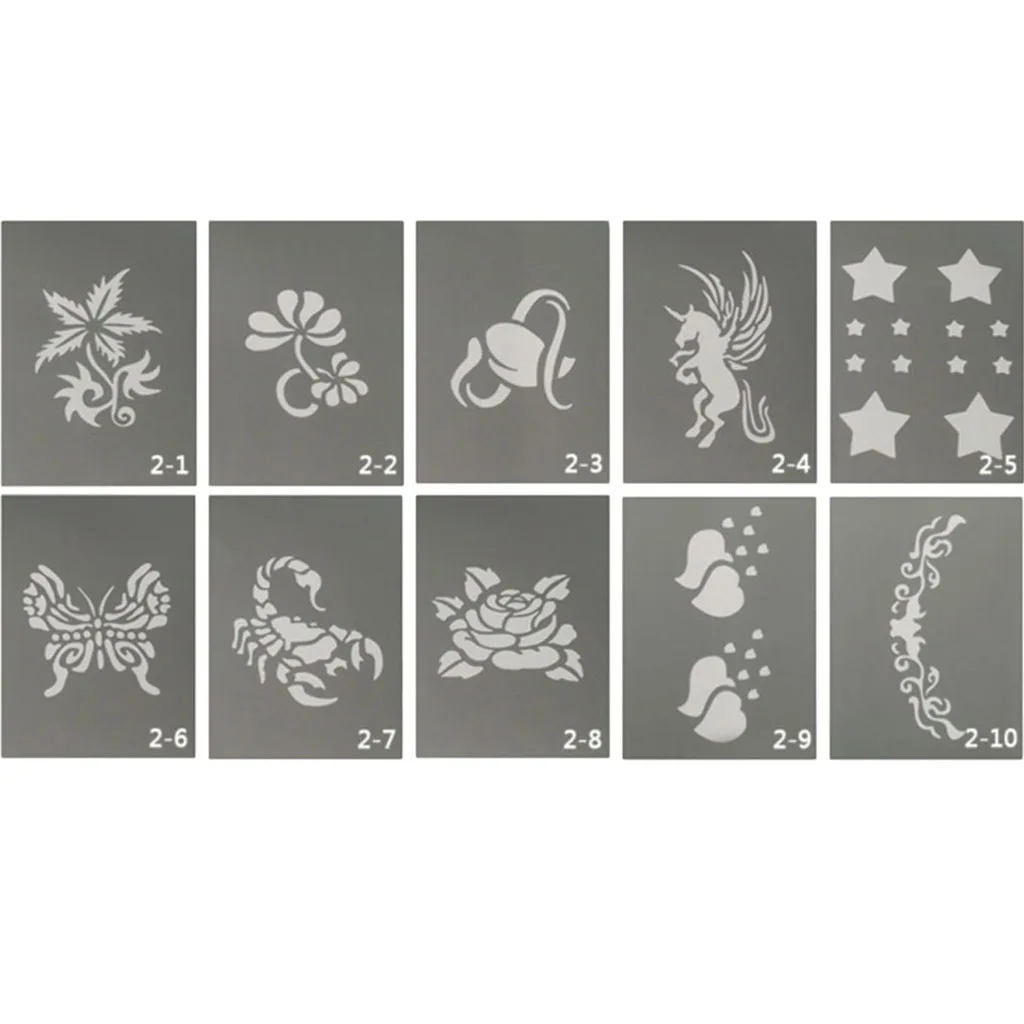 10 Pieces Animal /Flower Reusable PVC Face Body Painting Stencils Template