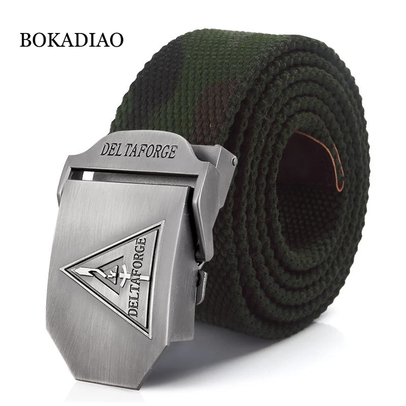 

BOKADIAO Men&Women Military Canvas belt luxury Delta Force Metal buckle jeans belt Army tactical belts Men waistband strap male