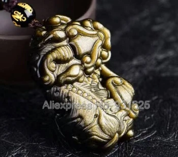 New Beautiful Natural Gold Obsidian Handmade Carved Unique PiXiu Lucky Amulet Pendant + free Beads Necklace Fashion Jewelry
New Beautiful Natural Gold Obsidian Handmade Carved Unique PiXiu Lucky Amulet Pendant + free Beads Necklace Fashion Jewelry