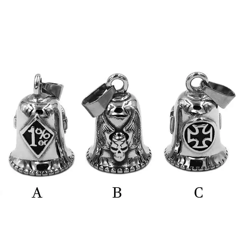 One Percent 1% ER Skull Biker Bell Pendant Stainless Steel Wing Army Cross Lucky 13 Pendant 506B (Has steel ball,no bell sound)
One Percent 1% ER Skull Biker Bell Pendant Stainless Steel Wing Army Cross Lucky 13 Pendant 506B (Has steel ball,no bell sound)
