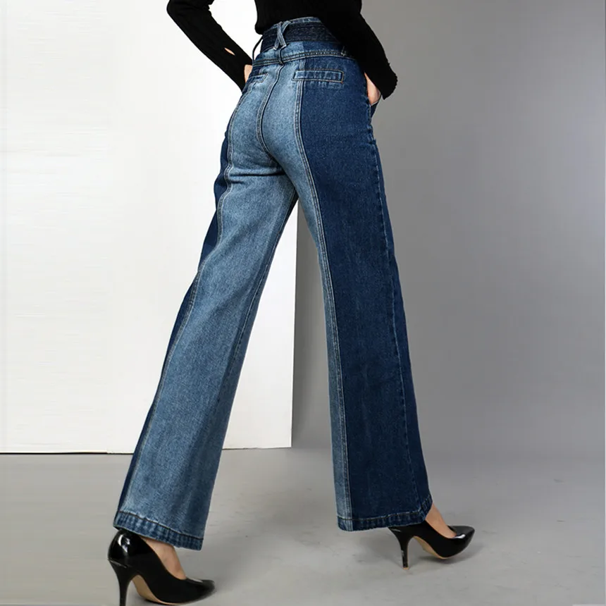 2019 Spring autumn fashion Patchwork Denim Trousers For Women High Waist Hit Colors straight Wide Leg Jeans
2019 Spring autumn fashion Patchwork Denim Trousers For Women High Waist Hit Colors straight Wide Leg Jeans