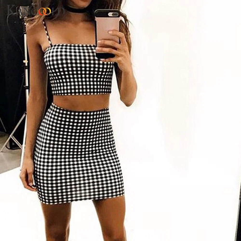 KANCOOLD Set women 2 Piece Outfits Sleeveless Plaid Crop Top Blouse+Short Skirt Casual Set fashion new women Set 2019FEB5
KANCOOLD Set women 2 Piece Outfits Sleeveless Plaid Crop Top Blouse+Short Skirt Casual Set fashion new women Set 2019FEB5