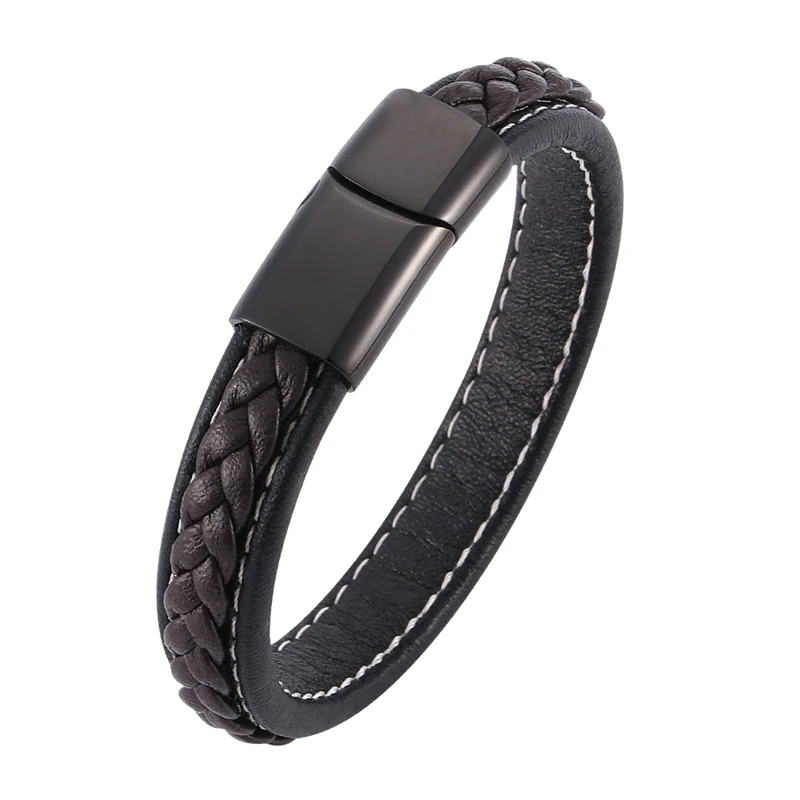 2019 Trendy Black&Brown Mens leather cuff bracelet Stainless Steel Magnetic buckle Bracelets & Bangles Male Jewelry Gifts PB0012
2019 Trendy Black&Brown Mens leather cuff bracelet Stainless Steel Magnetic buckle Bracelets & Bangles Male Jewelry Gifts PB0012