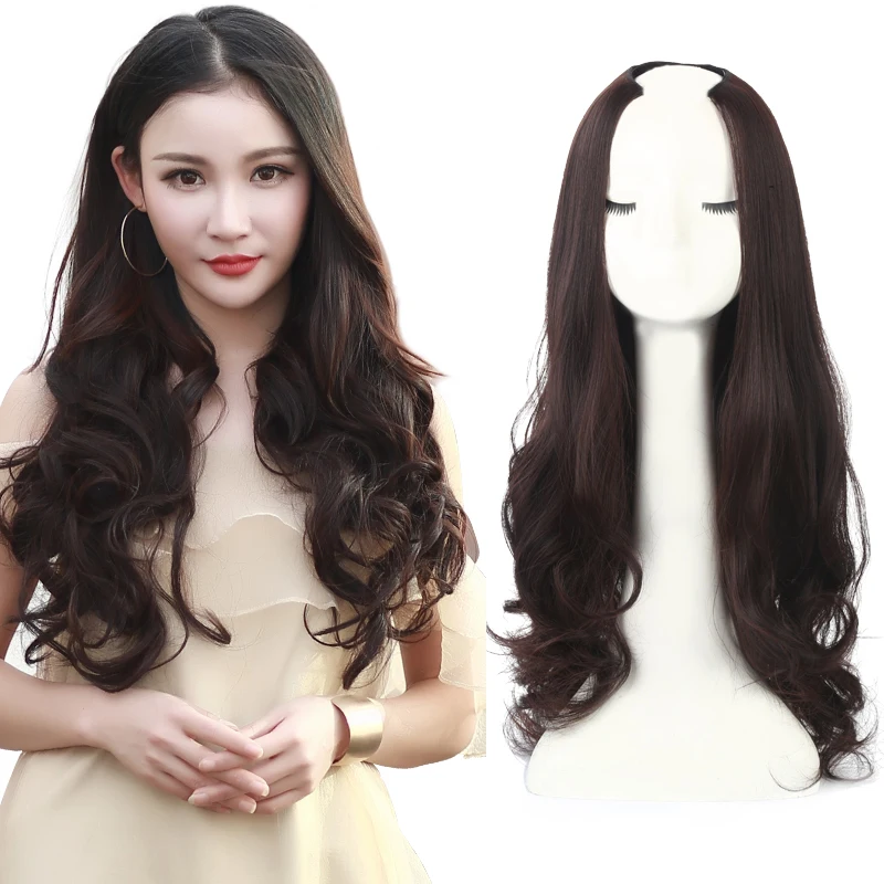 Half Wig Synthetic Curly U Part 3/4 Full Head Clip in Long 24" Thick Hair Extensions Hairpiece For Women Black Brown UW01
Half Wig Synthetic Curly U Part 3/4 Full Head Clip in Long 24" Thick Hair Extensions Hairpiece For Women Black Brown UW01