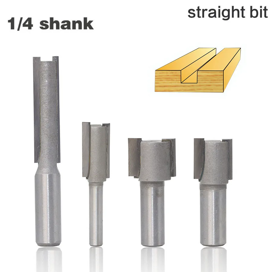

1pc 6.35mm 12.7mm 1/2" 1/4" Shank Straight/Dado Wood Router Bit Milling Cutters For Wood Cleaning Bottom Bit Woodworking Tools