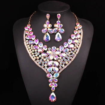 Fashion Big Crystal Necklace Earring Set Bridal Jewelry Sets For Brides Bridesmaid Wedding Party Costume Decoration Gifts Women
Fashion Big Crystal Necklace Earring Set Bridal Jewelry Sets For Brides Bridesmaid Wedding Party Costume Decoration Gifts Women