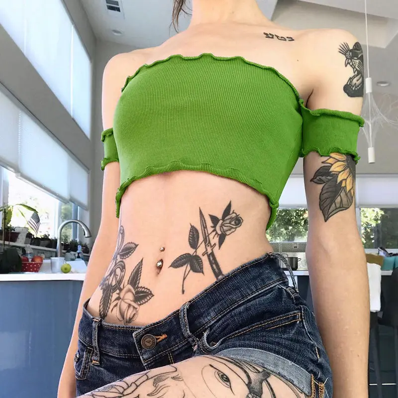 2019 Sexy Summer Grass Green Women Tank Top Roll Side Off Shoulder Solid Ladies Vest
2019 Sexy Summer Grass Green Women Tank Top Roll Side Off Shoulder Solid Ladies Vest
