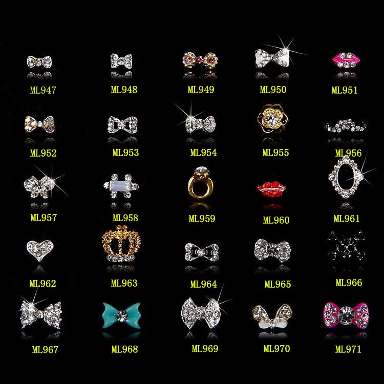 100PCS new Alloy Nail Art Tips Stickers Deco Bow Knot Alloy Jewelry Multicolor Glitter Rhinestone nail gel/947-971(20designs)
100PCS new Alloy Nail Art Tips Stickers Deco Bow Knot Alloy Jewelry Multicolor Glitter Rhinestone nail gel/947-971(20designs)