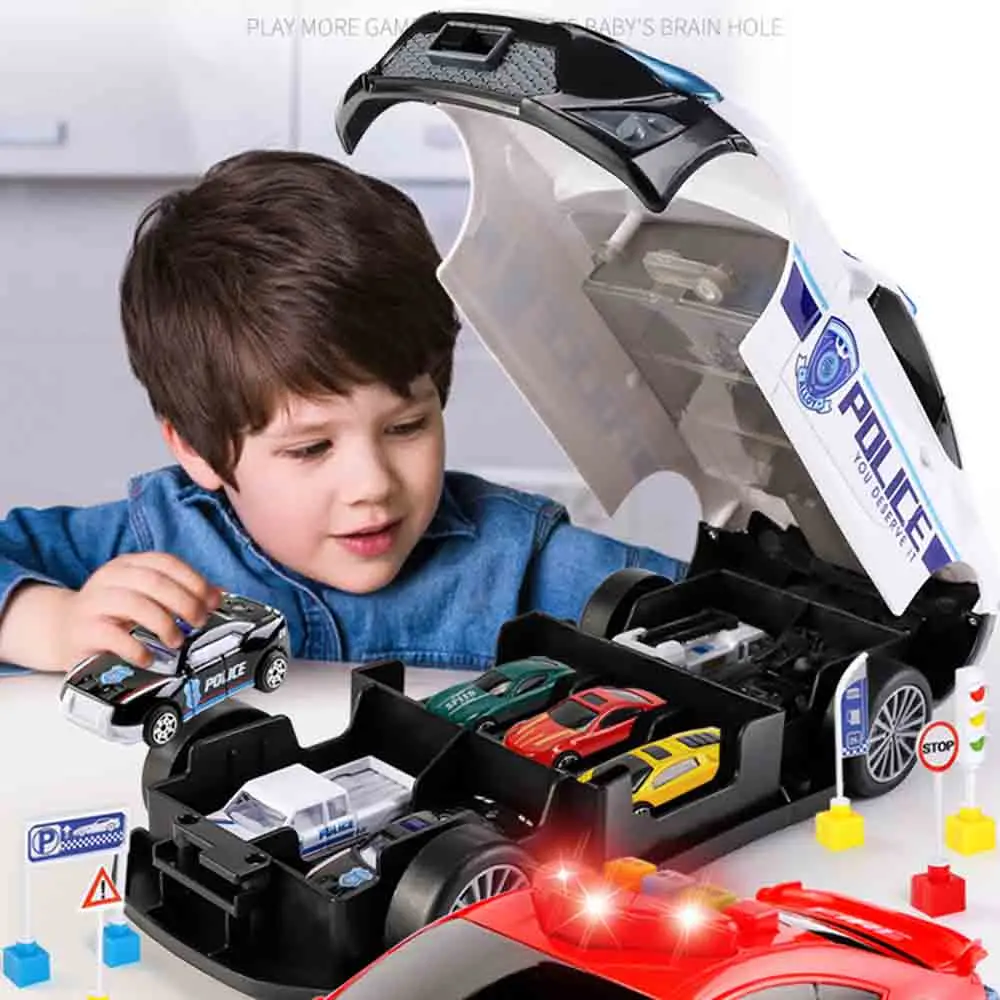 Theme Model Storage Police Car +6 Alloy Carr Gift Children's Multi-function Toy Early Education Puzzle | Игрушки и хобби