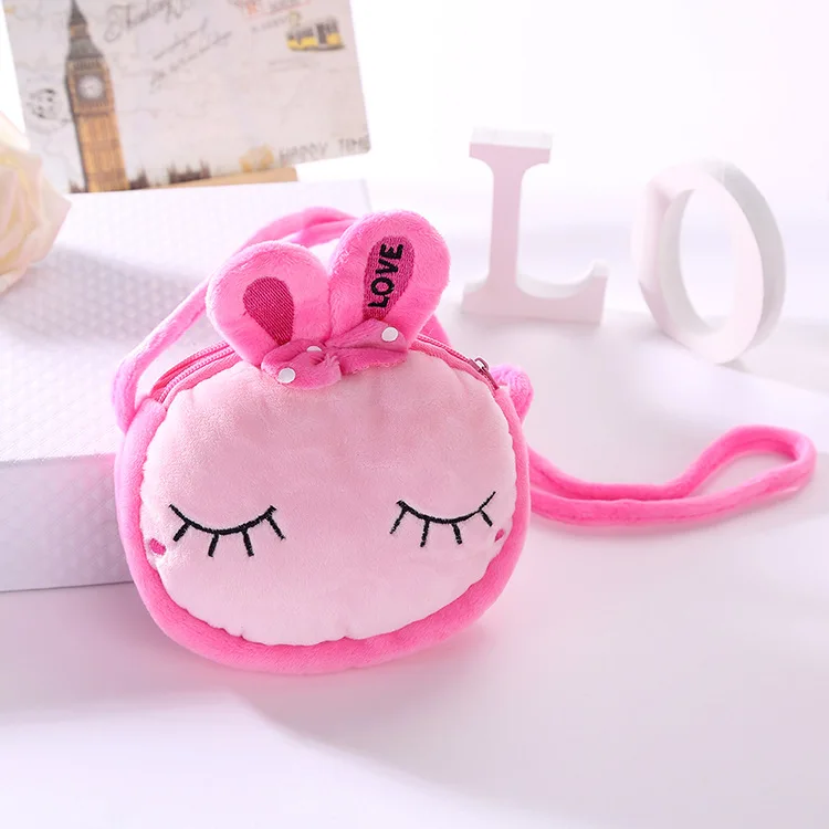 New Cartoon Children's One Shoulder Slant Furry Plush Backpack Children Double Zipper Cute Wallet Have Six Styles Are Available | Игрушки
