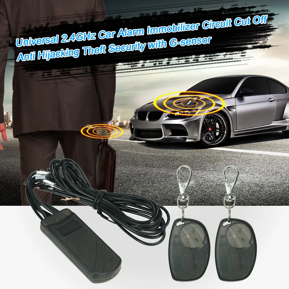 Universal 2.4GHz Car Alarm Immobilizer Circuit Cut Off Anti Hijacking Theft Security with G-sensor
Universal 2.4GHz Car Alarm Immobilizer Circuit Cut Off Anti Hijacking Theft Security with G-sensor