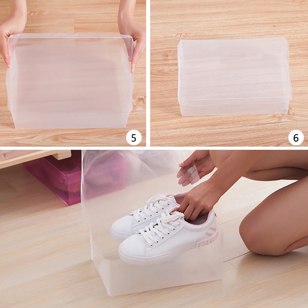 12 шт. прозрачные пластиковые коробки для хранения обуви|Полки и органайзеры