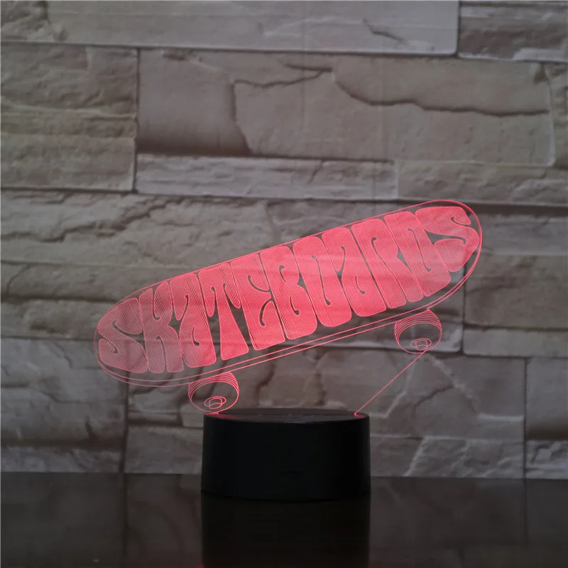 Skateboard 3d Usb Led Night Light Decoration Bedroom 7 color changing Acrylic Atmosphere Skateboard Accessories visual Led Light
Skateboard 3d Usb Led Night Light Decoration Bedroom 7 color changing Acrylic Atmosphere Skateboard Accessories visual Led Light