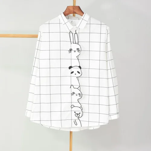New Summer Cotton Women Shirt Kawaii Animal Embroidered Plaid Shirt Female Formal Cute Blouse Tops Long Sleeve Womens Blouses
New Summer Cotton Women Shirt Kawaii Animal Embroidered Plaid Shirt Female Formal Cute Blouse Tops Long Sleeve Womens Blouses
