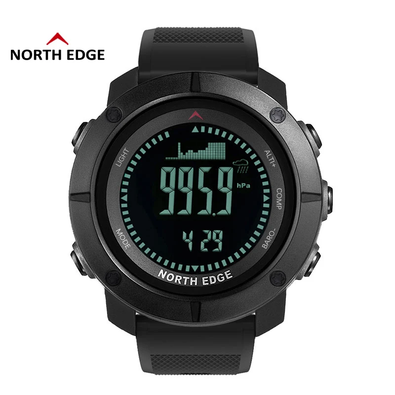 

NORTH EDGE Men Sport Watch Altimeter Barometer Compass Thermometer Pedometer Worldtime Watches Digital Running Climbing Watches