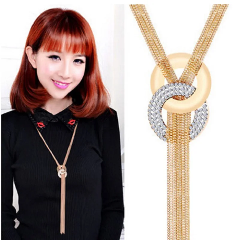 New Arrival Long Necklaces Gold Tassel Necklace Trendy Zinc Alloy Statement Necklace Rhinestone Necklaces For Women Jewelry
New Arrival Long Necklaces Gold Tassel Necklace Trendy Zinc Alloy Statement Necklace Rhinestone Necklaces For Women Jewelry