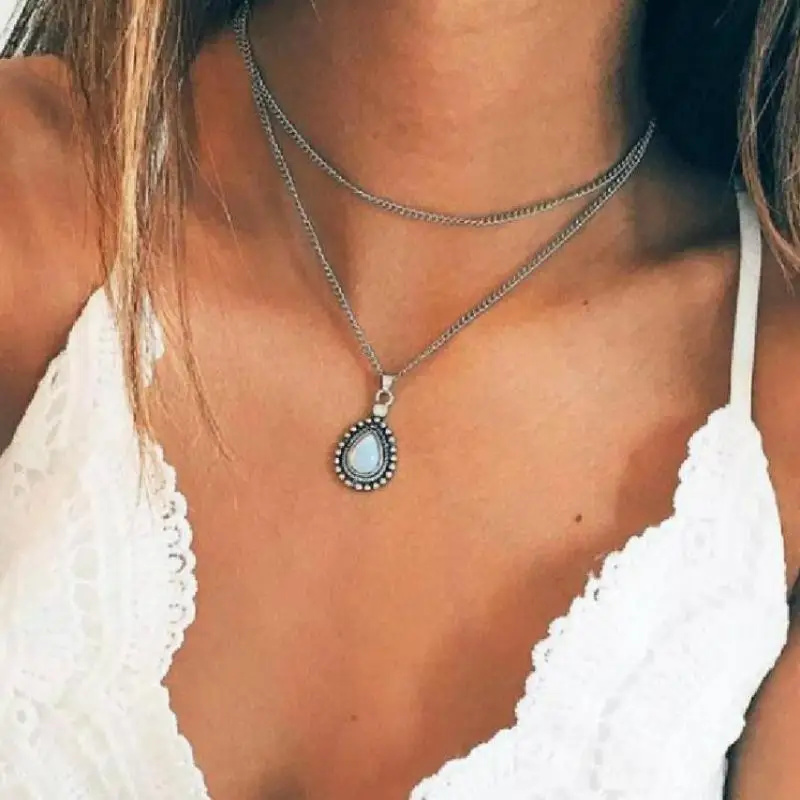New Vintage Silver Drop Color Stone Pendant Necklace Women Girl Jewelry Gifts Choker Necklace Statement Necklace Bohemian Choker
New Vintage Silver Drop Color Stone Pendant Necklace Women Girl Jewelry Gifts Choker Necklace Statement Necklace Bohemian Choker