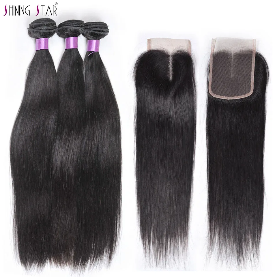 Shining Star 100% Human Hair Bundles With Closure Natural Brazilian Straight Hair 3 Bundles With Closure Non-remy Hair Bundles
Shining Star 100% Human Hair Bundles With Closure Natural Brazilian Straight Hair 3 Bundles With Closure Non-remy Hair Bundles