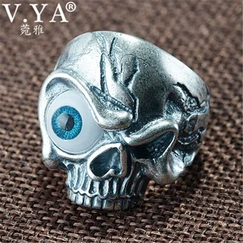 V.YA 990 Sterling Silver Male Rings Adjustable Skull Viking Ring for Men with Blue Eye Silver Jewelry High Quality
V.YA 990 Sterling Silver Male Rings Adjustable Skull Viking Ring for Men with Blue Eye Silver Jewelry High Quality