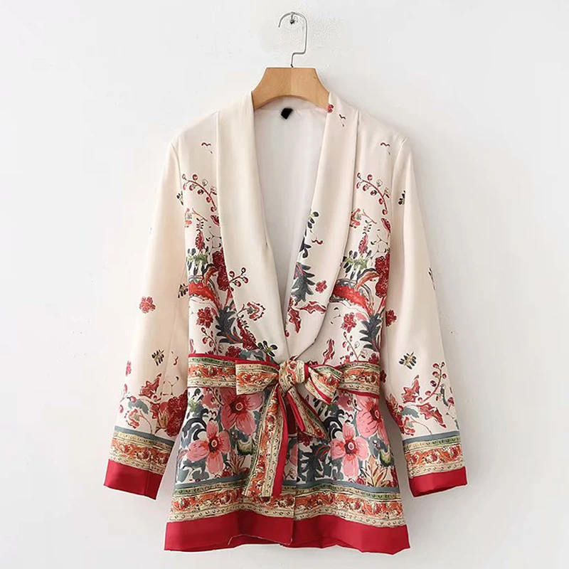 2018 Women Vintage Retro Red Floral Print Kimono Suit jacket ladies waist bowknot sashes Outwear business casual slim Coat
2018 Women Vintage Retro Red Floral Print Kimono Suit jacket ladies waist bowknot sashes Outwear business casual slim Coat