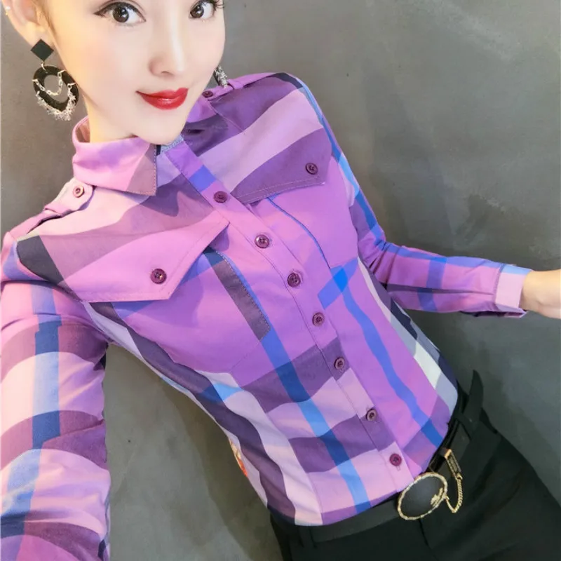 2019 Spring Women Vintage Cotton Tops Lady Office Work Plaid Cotton Blouses Women Long Sleeve Turn Down Collar Plaid Shirts
2019 Spring Women Vintage Cotton Tops Lady Office Work Plaid Cotton Blouses Women Long Sleeve Turn Down Collar Plaid Shirts