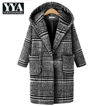 European Style Women Woolen Blends Coats Fashion Plaid Long Hooded Coats Female Winter Thick Warm Outerwear Plus Size XL-5XL
European Style Women Woolen Blends Coats Fashion Plaid Long Hooded Coats Female Winter Thick Warm Outerwear Plus Size XL-5XL
