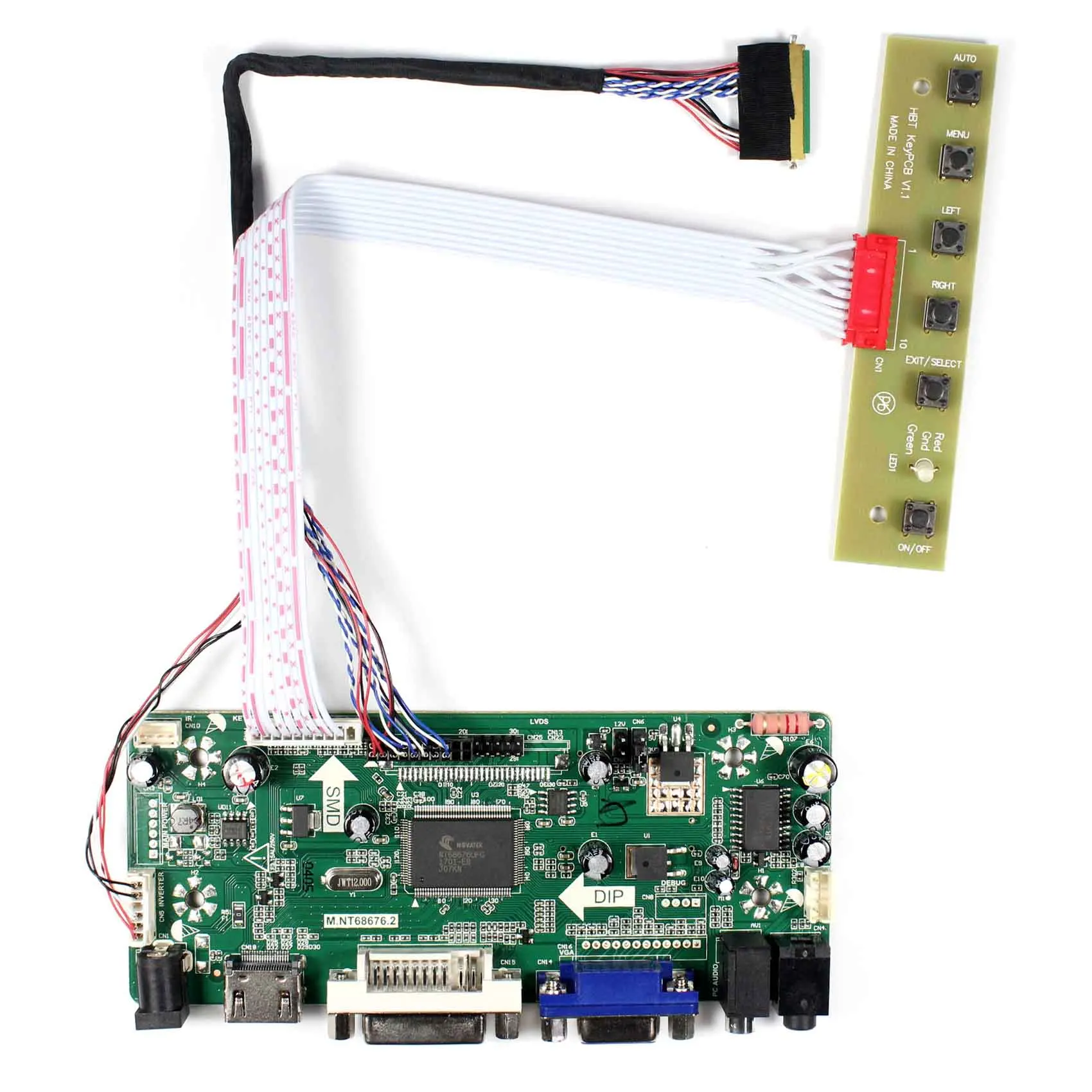 HDMI+DVI+VGA+AudioLCD Controller Board M.NT68676 Work For 10.1inch 1366X768 N101BGE LP101WH1 LP101WH2 LCD Display
HDMI+DVI+VGA+AudioLCD Controller Board M.NT68676 Work For 10.1inch 1366X768 N101BGE LP101WH1 LP101WH2 LCD Display
