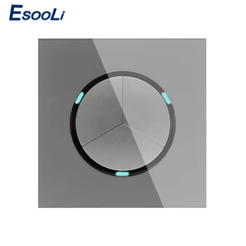 Esooli New Arrival Crystal Glass Panel 3 Gang 1 Way Gray Random Click On / Off Wall Light Switch With LED Indicator
Esooli New Arrival Crystal Glass Panel 3 Gang 1 Way Gray Random Click On / Off Wall Light Switch With LED Indicator
