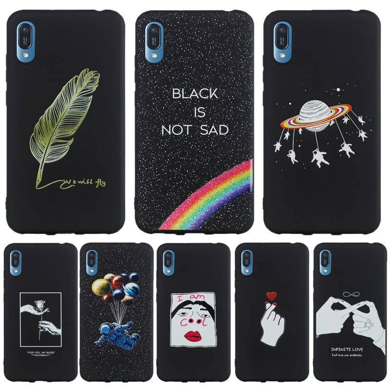 Модный мультяшный матовый чехол с абстрактным рисунком для Huawei Honor 10 Lite Y5 Y6 Y7 Y9 Prime