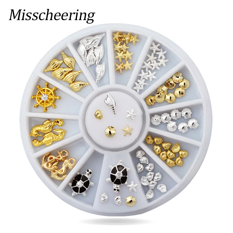 Gold Silver Ocean Series Mixed 3D Nail Decoration Shell Starfish Pattern Alloy Rivet Studs for DIY Nail Art Manicure in Wheel
Gold Silver Ocean Series Mixed 3D Nail Decoration Shell Starfish Pattern Alloy Rivet Studs for DIY Nail Art Manicure in Wheel