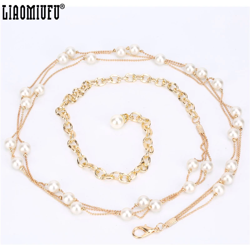LIAOMIUFU2018 New Sweet Pearl Ladies Metal Waist Chain With a Skirt To Decorate The Individual Chain Belt Narrow Section Belts
LIAOMIUFU2018 New Sweet Pearl Ladies Metal Waist Chain With a Skirt To Decorate The Individual Chain Belt Narrow Section Belts