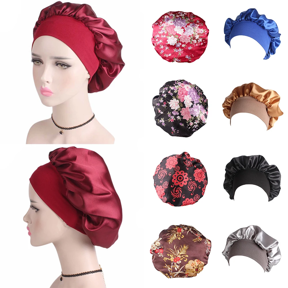 2019 New Women Silk Sleep Cap Soft Satin Colorful Wide-brimmed Hairbands Bonnet High Quality Floral Printed Women Chemo Hats
2019 New Women Silk Sleep Cap Soft Satin Colorful Wide-brimmed Hairbands Bonnet High Quality Floral Printed Women Chemo Hats