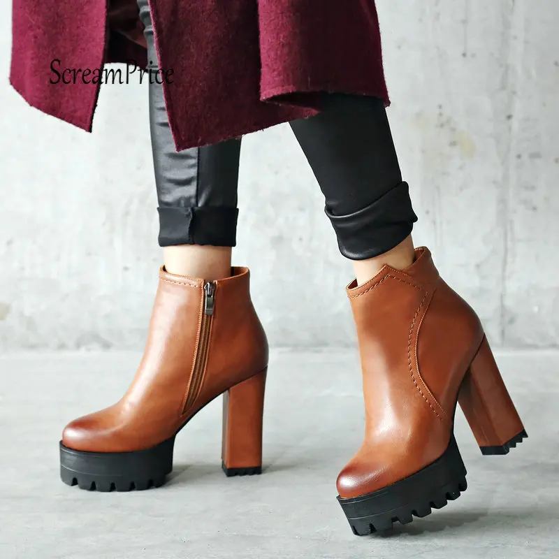 Women High Quality Thick High Heel Ankel Boots Side Zipper Platform Martin Boots Fashion Women Shoes Plus Size 43
Women High Quality Thick High Heel Ankel Boots Side Zipper Platform Martin Boots Fashion Women Shoes Plus Size 43