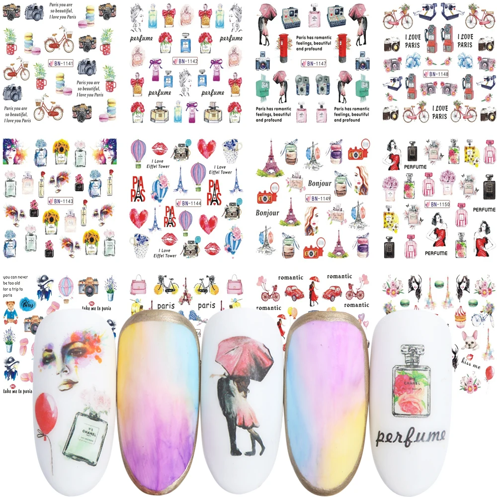 12pcs Romantic Paris Nail Sticker Flowers Perfume Water Transfer Decal Slider Sweet Couple On Nail Decorations JIBN1141-1152
12pcs Romantic Paris Nail Sticker Flowers Perfume Water Transfer Decal Slider Sweet Couple On Nail Decorations JIBN1141-1152