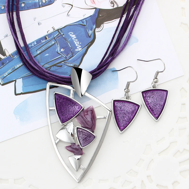 Vintage Silver Geometric Shaped Necklace Drop Earrings Enamel Lucite Charms Fashion Boho Jewelry Sets Chocker Necklace Set
Vintage Silver Geometric Shaped Necklace Drop Earrings Enamel Lucite Charms Fashion Boho Jewelry Sets Chocker Necklace Set