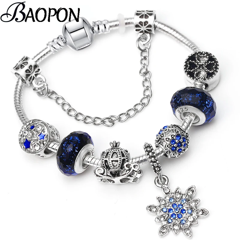 BAOPON Dropshipping Moon & Star Silver Plated Charm Bracelets With Blue Crystal Beads Fits Fine Bracelets For Women Jewelry
BAOPON Dropshipping Moon & Star Silver Plated Charm Bracelets With Blue Crystal Beads Fits Fine Bracelets For Women Jewelry