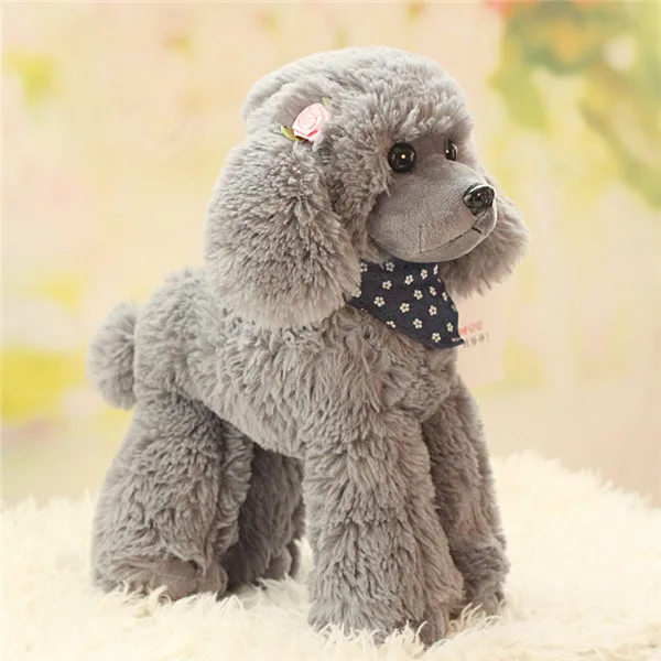 Cute Dog plush toys Poodle Bichon Frise puppy stuffed warm animal toys - Grey 1