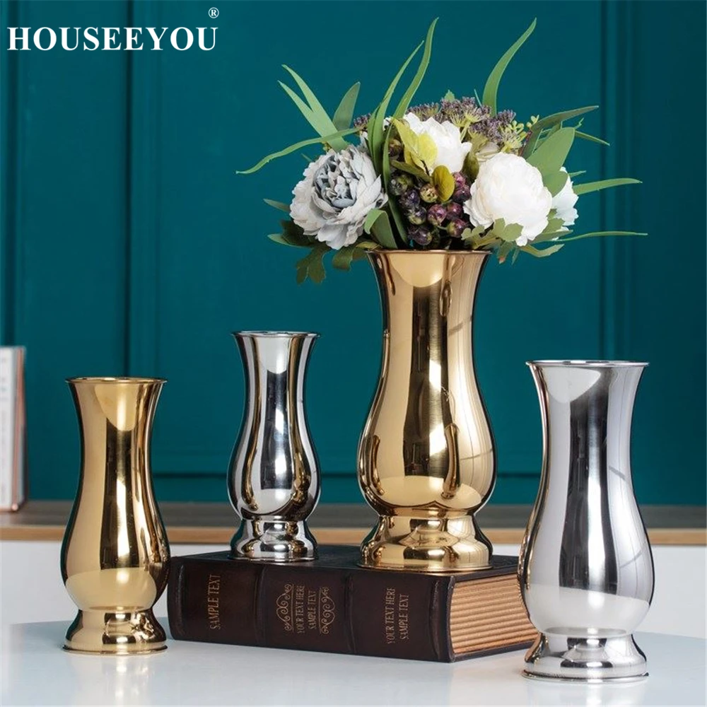Modern Fashion Silver Gold Plating Tabletop Vases Ornaments Crafts Decorative Stainless Steel Vase Metal Flower Pot Flowerpot
Modern Fashion Silver Gold Plating Tabletop Vases Ornaments Crafts Decorative Stainless Steel Vase Metal Flower Pot Flowerpot