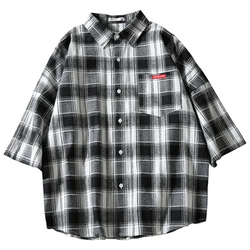 Japanese Men Shirt Plaid Black White Youth Fashion Men Casual Stylish Loose Shirt Short Sleeve Shirt Vintage Men Couple Plaid LL
Japanese Men Shirt Plaid Black White Youth Fashion Men Casual Stylish Loose Shirt Short Sleeve Shirt Vintage Men Couple Plaid LL