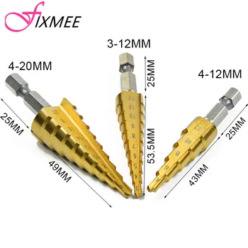 3pcs HSS Steel Titanium Step Drill Bits 3-12mm 4-12mm 4-20mm Step Cone Cutting Tools Steel Woodworking Wood Metal Drilling Set
3pcs HSS Steel Titanium Step Drill Bits 3-12mm 4-12mm 4-20mm Step Cone Cutting Tools Steel Woodworking Wood Metal Drilling Set