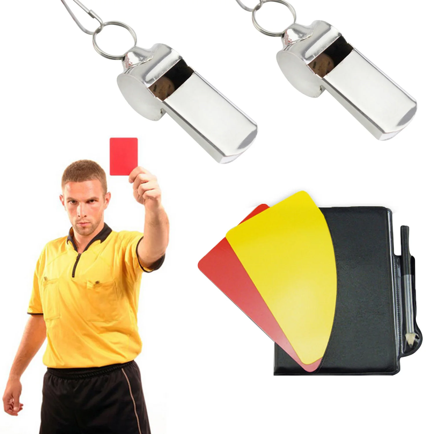 5 PCS Soccer Match Sports Referee Warning Card Set Special Warning Signs Red Yellow Card Metal Whistles Booklet
5 PCS Soccer Match Sports Referee Warning Card Set Special Warning Signs Red Yellow Card Metal Whistles Booklet