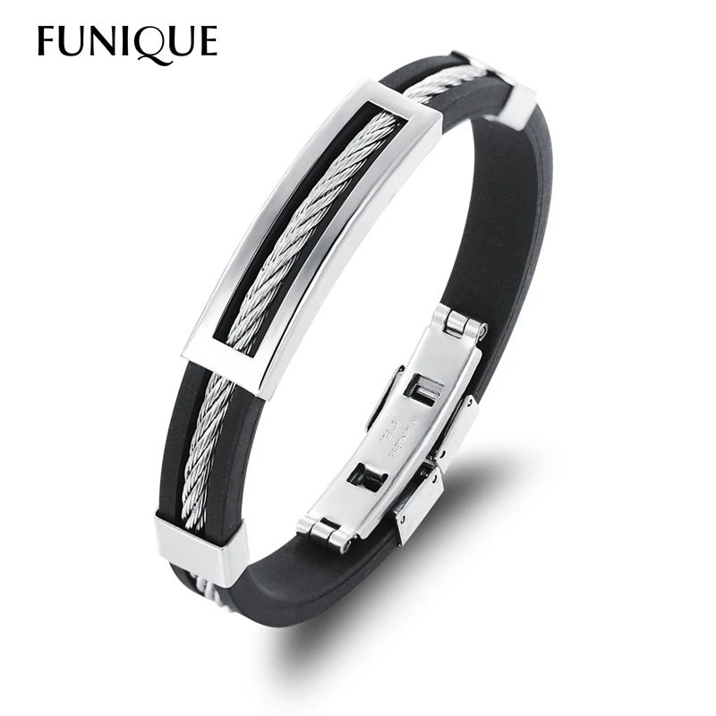 FUNIQUE Stainless Steel Men Bracelets Twist Braided Square Hollow Black Silicone Bracelet Hypoallergenic Fine Jewelry Punk
FUNIQUE Stainless Steel Men Bracelets Twist Braided Square Hollow Black Silicone Bracelet Hypoallergenic Fine Jewelry Punk