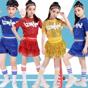 Songyuexia Children's cheerleading performance Clothing girls' sequins jazz dance hip hop Modern stage Costumes for kid
Songyuexia Children's cheerleading performance Clothing girls' sequins jazz dance hip hop Modern stage Costumes for kid