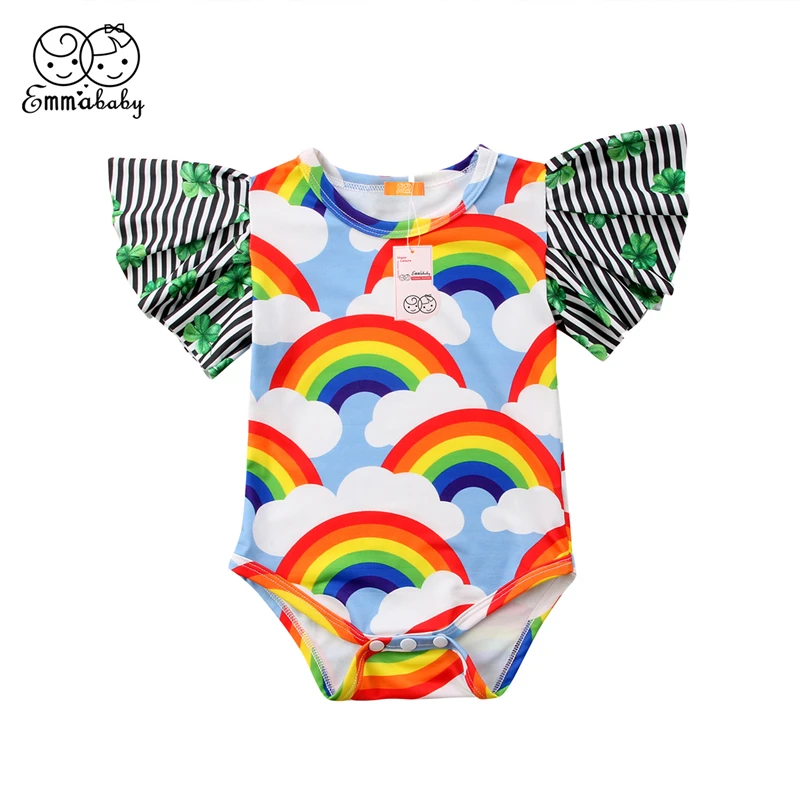 Emmababy для маленьких девочек Летняя радуга печати боди новорожденный малыш