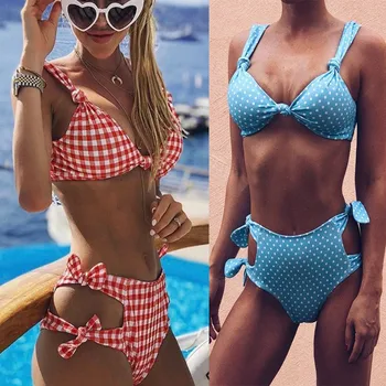 Hirigin Sexy High Waist Bikini Set Push Up Swimwear Women 2019 New Plaid Dot Printed Padded Swimsuit Bathing Suit Biquini Suit
Hirigin Sexy High Waist Bikini Set Push Up Swimwear Women 2019 New Plaid Dot Printed Padded Swimsuit Bathing Suit Biquini Suit