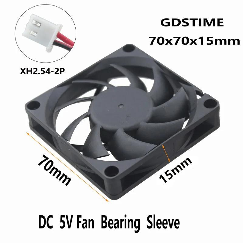 1 Piece Gdstime DC 5V 7cm Brushless Motor Cooling Fan 70x70x15mm 2Pin 7015 PC Case Cooler 70mm x 15mm
1 Piece Gdstime DC 5V 7cm Brushless Motor Cooling Fan 70x70x15mm 2Pin 7015 PC Case Cooler 70mm x 15mm