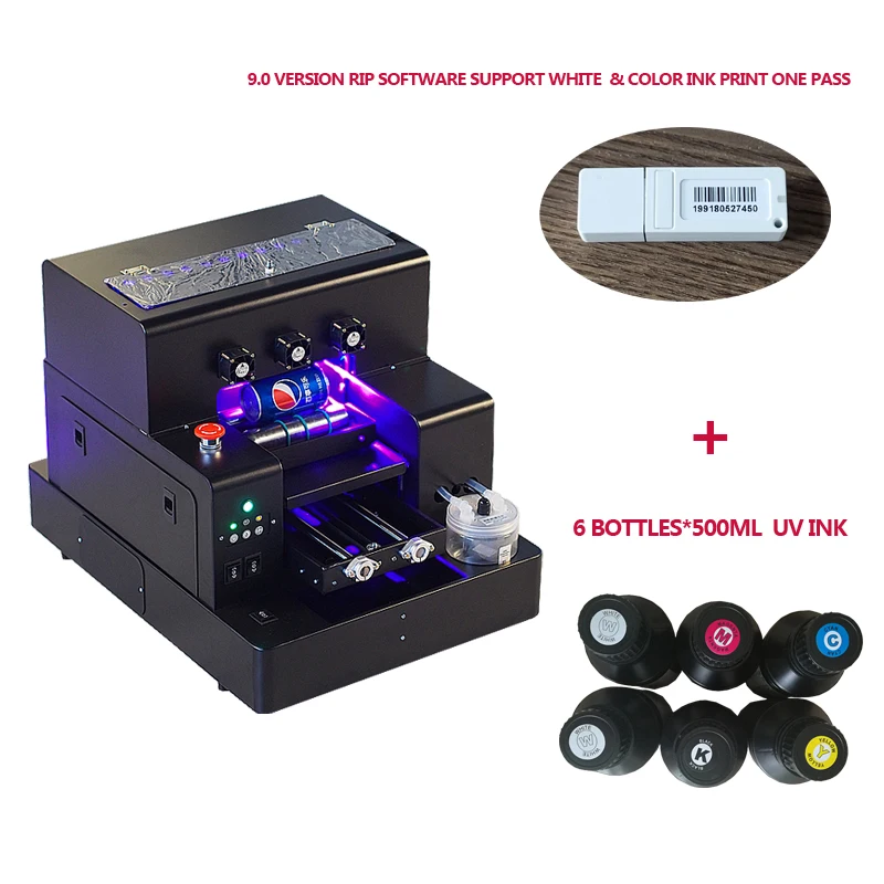 The color and White UV ink printing one pass A4 size automatic UV printer for phone case ,golf ball , PVC card bottle printing
The color and White UV ink printing one pass A4 size automatic UV printer for phone case ,golf ball , PVC card bottle printing