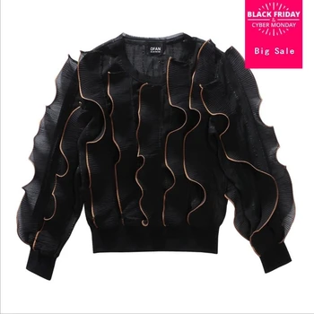 Fine pleated wavy edge design ruffles patchwork lace elegant blouses chiffon shirt tops 2018 summer new long sleeve shirts L330
Fine pleated wavy edge design ruffles patchwork lace elegant blouses chiffon shirt tops 2018 summer new long sleeve shirts L330